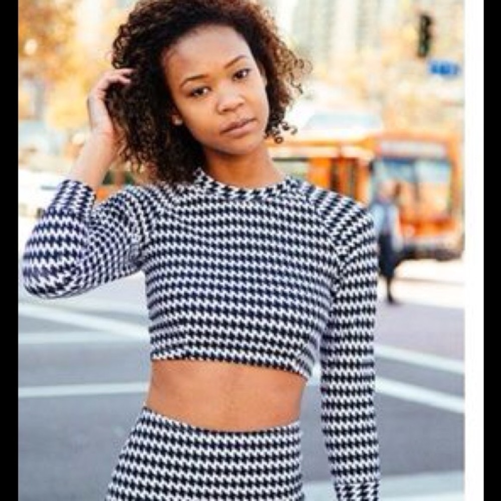 AA houndstooth crop sweater