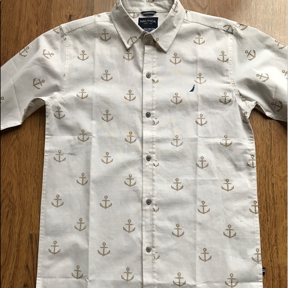 Nautica Sail Cream Button Down Long Sleeve Shirt