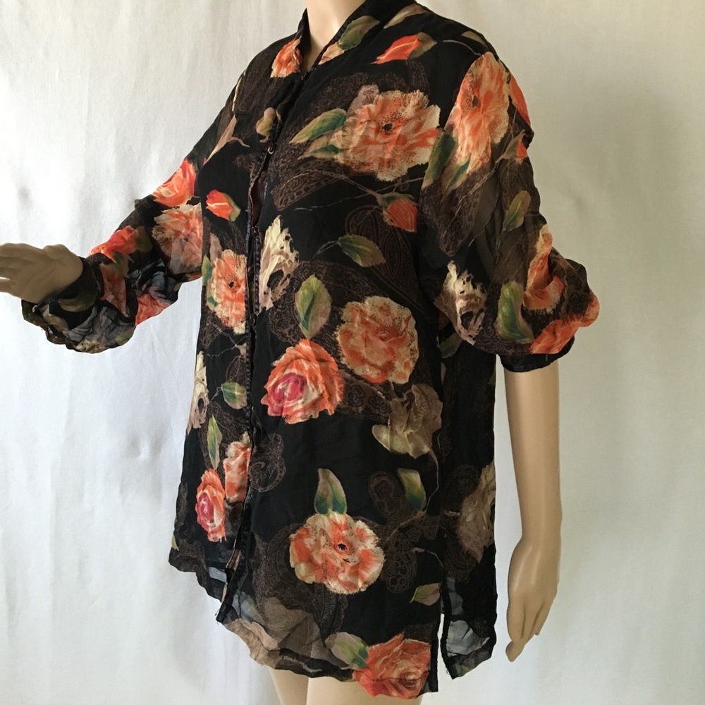ClaUdiA RiChArd shEer sleEve fl0rAl bl0uSe ๐ฆจ - Picture 11 of 15