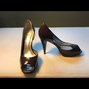 Brown open toe heel
