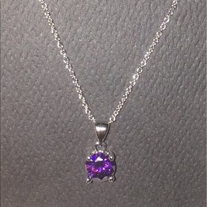 Purple Amethyst Silver Chain Necklace
