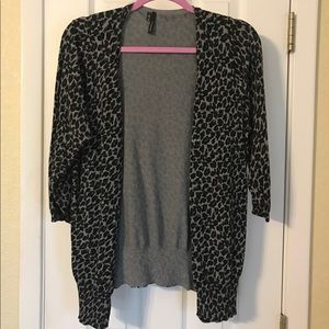 Grey and black leopard cardi