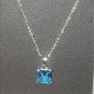 Aqua Stone Silver Chain Necklace