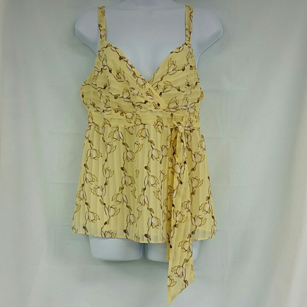 Ann Taylor Loft Yellow Floral Dressy Tank Top