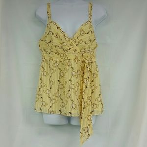 Ann Taylor Loft Yellow Floral Dressy Tank Top