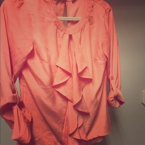 NY&C orange/coral dress shirt, size small