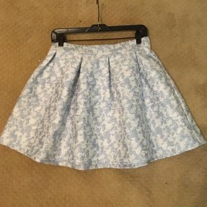 Pale blue and white stitched skirt