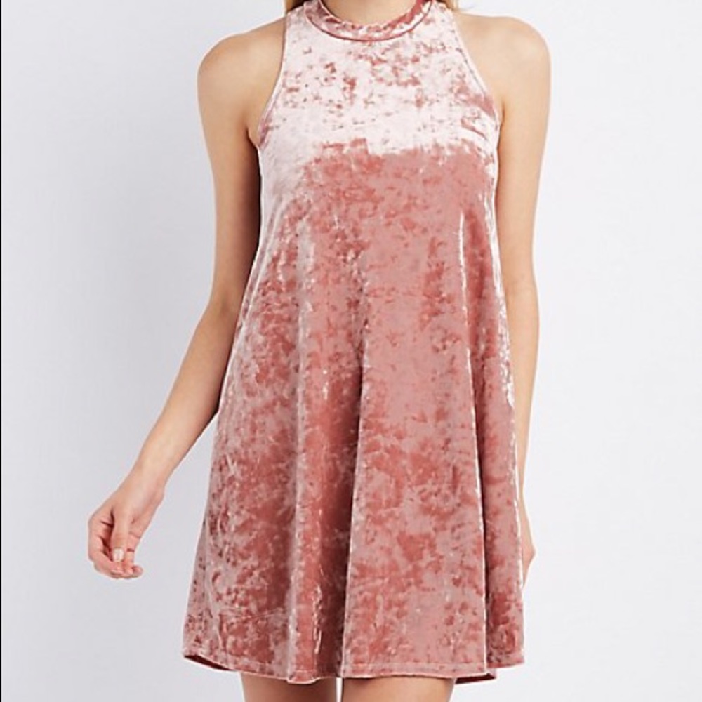 Velvet Crew Neck Shift Dress
