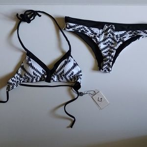 KhongBoon black and white reversible bikini