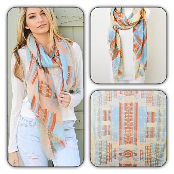 🔵CLEARANCE🔵Lightweight Khaki Aztec Tribal Scarf - Picture 2 of 5