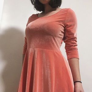 pink velvet skater dress