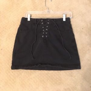 Black jean mini skirt