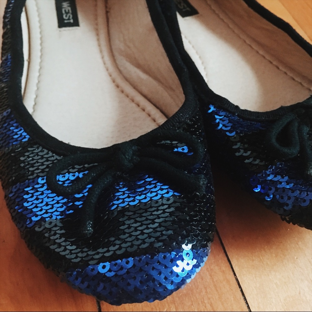 Black and Blue Sparkly Ballet Flats