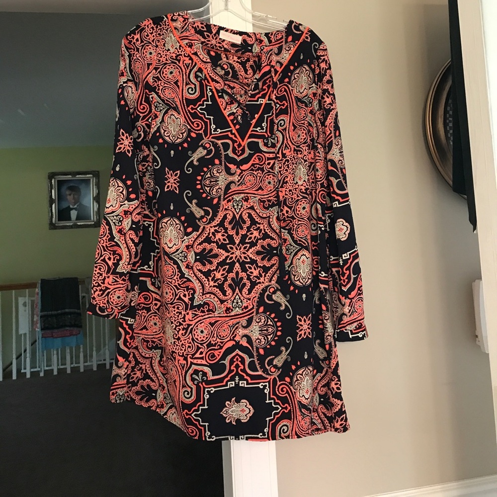 Navy, coral and white dress/top