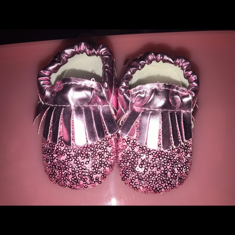 Hot pink sparkly shoes for baby