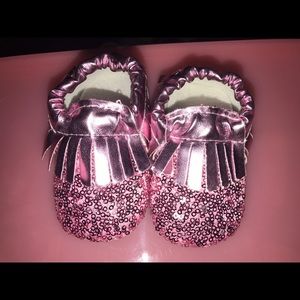 Hot pink sparkly shoes for baby
