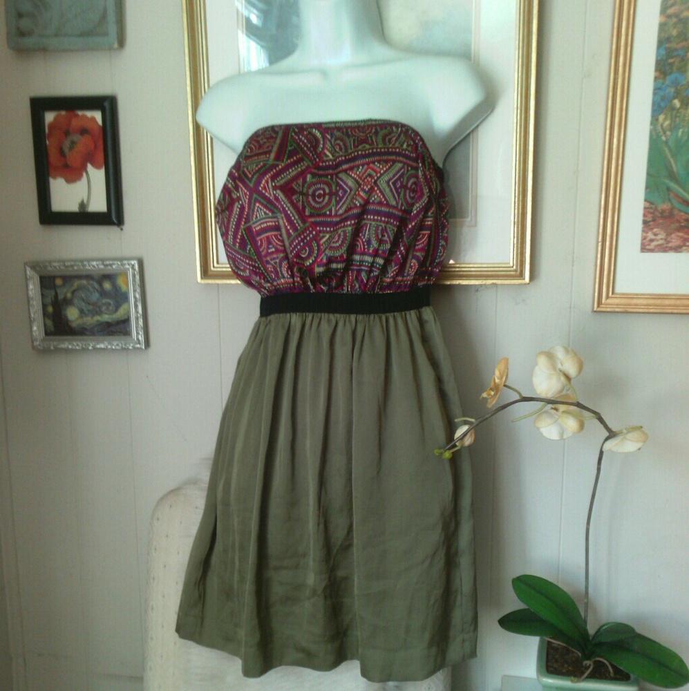 Tommy Hilfiger silky strapless ethnic boho dress