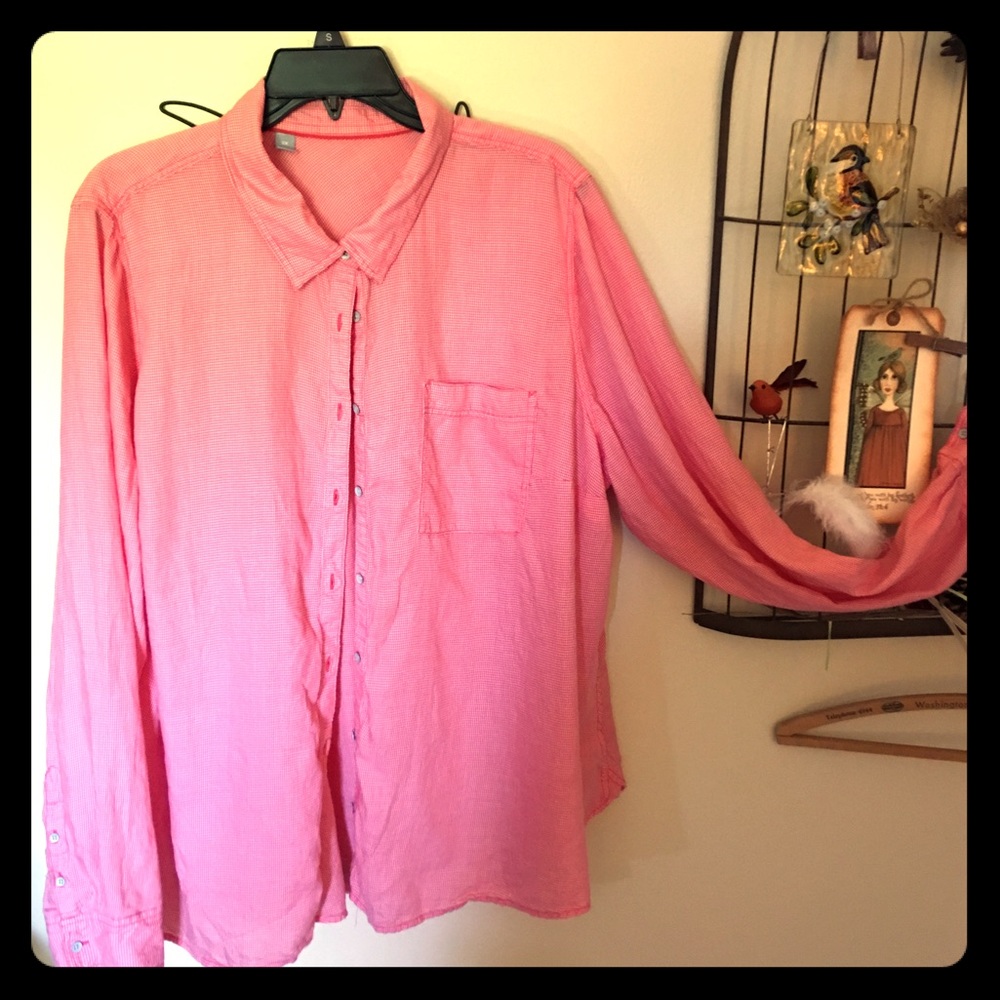 Red Gingham print 3x Button up Blouse