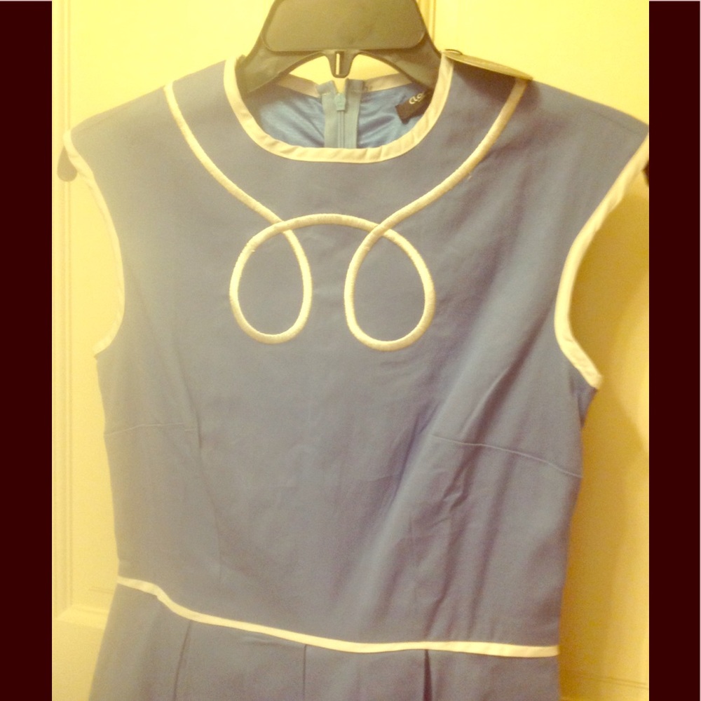 NWT Blue/white trim vintage-style dress, size S