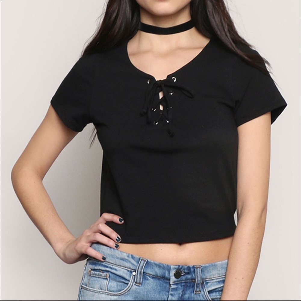 Lace-Up Crop Top