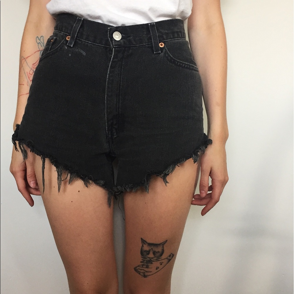 Vintage 512 Levi Black Denim Cut offs