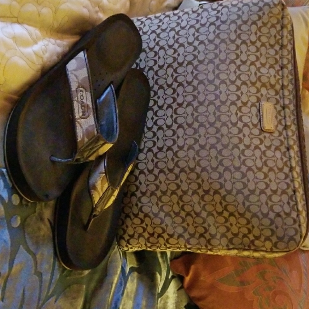Coach Flip flops and Tablet Bag