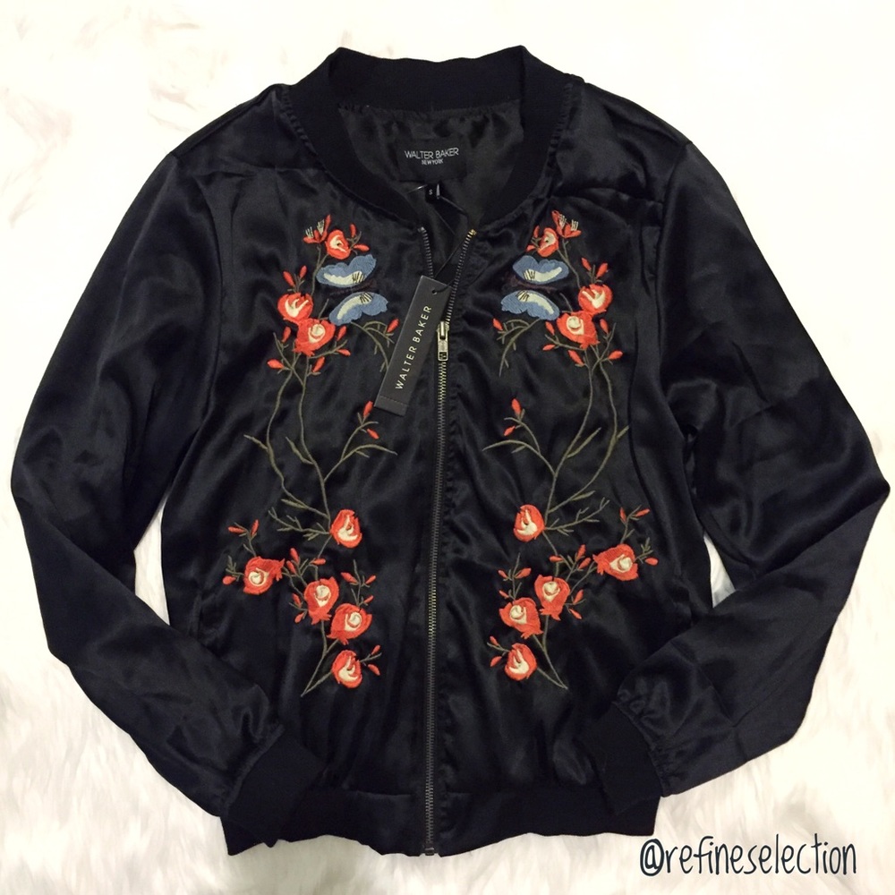 Walter Baker Floral Embroidered Bomber Jacket - Picture 5 of 8