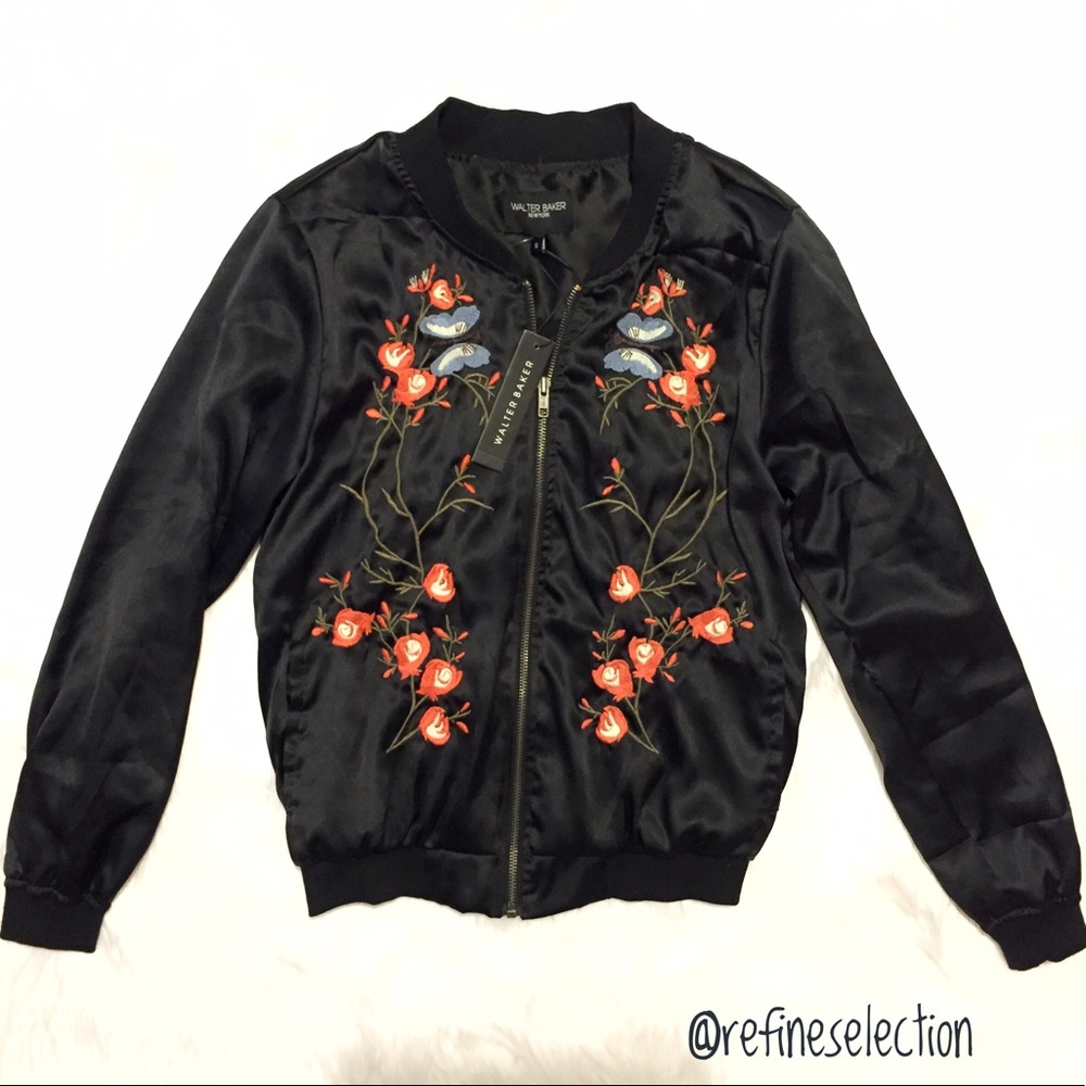 Walter Baker Floral Embroidered Bomber Jacket - Picture 6 of 8