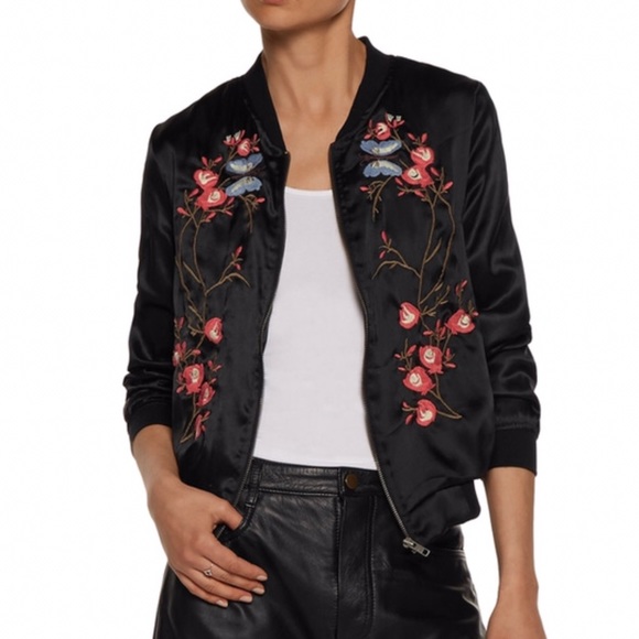 Walter Baker Floral Embroidered Bomber Jacket - Picture 2 of 8