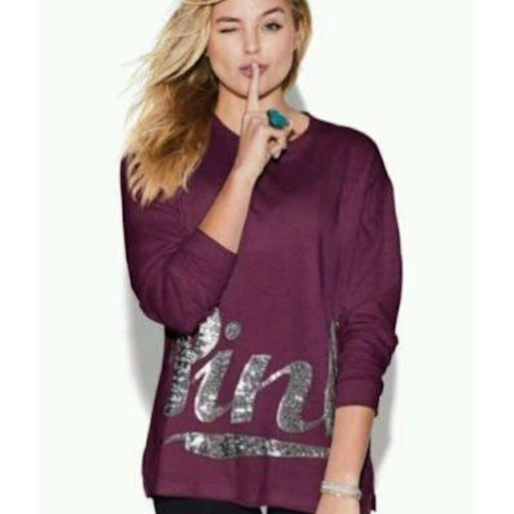 New✨PINK Victoria's Secret BLING Maroon Shirt