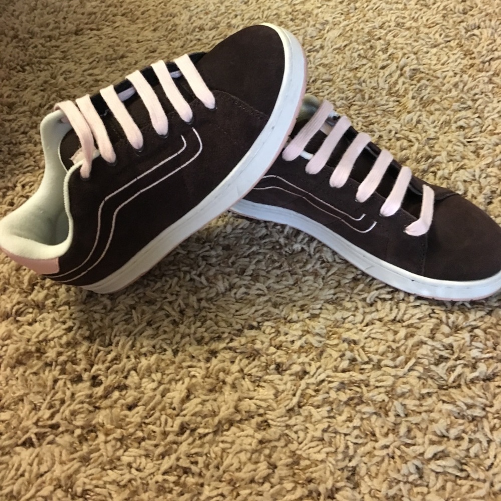 Pink and brown vans sneakers