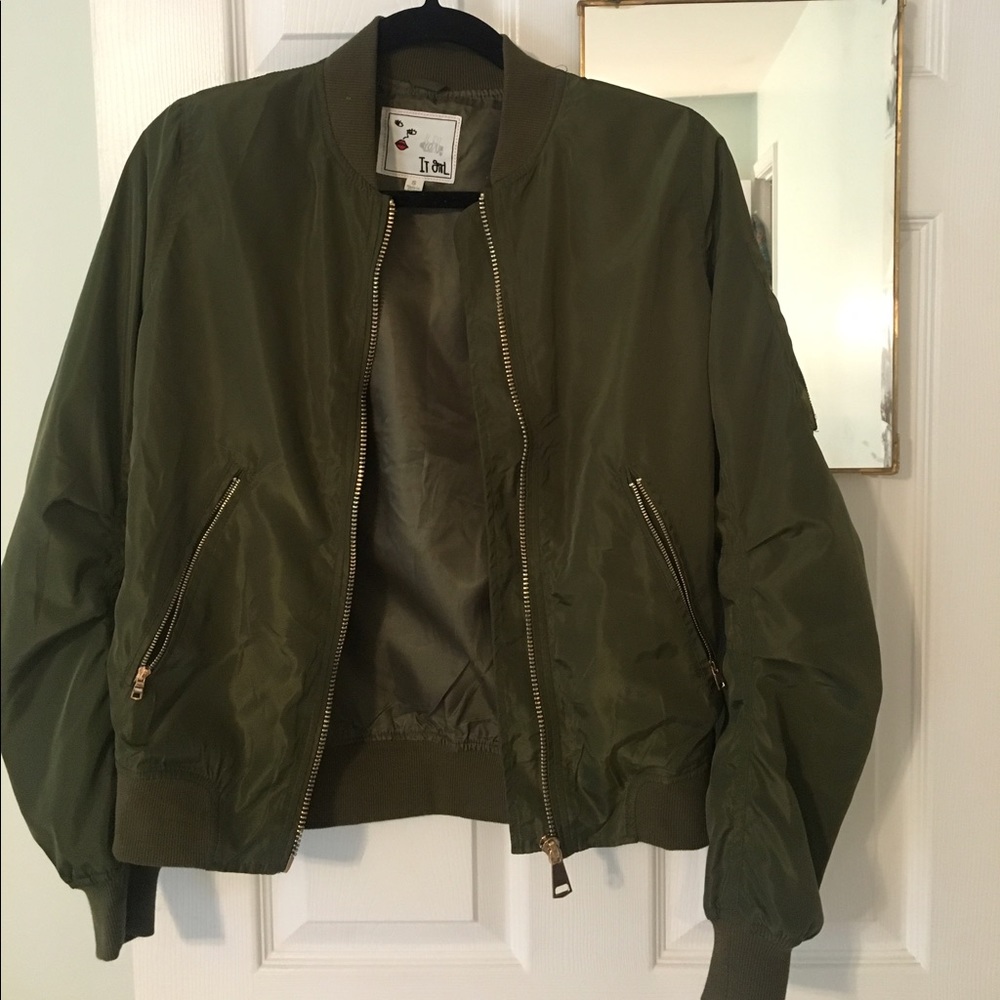 Army green bomber jacket