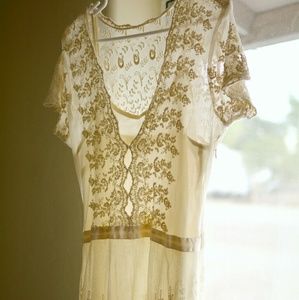 Urban Outfitters Cream Overlay Dress
