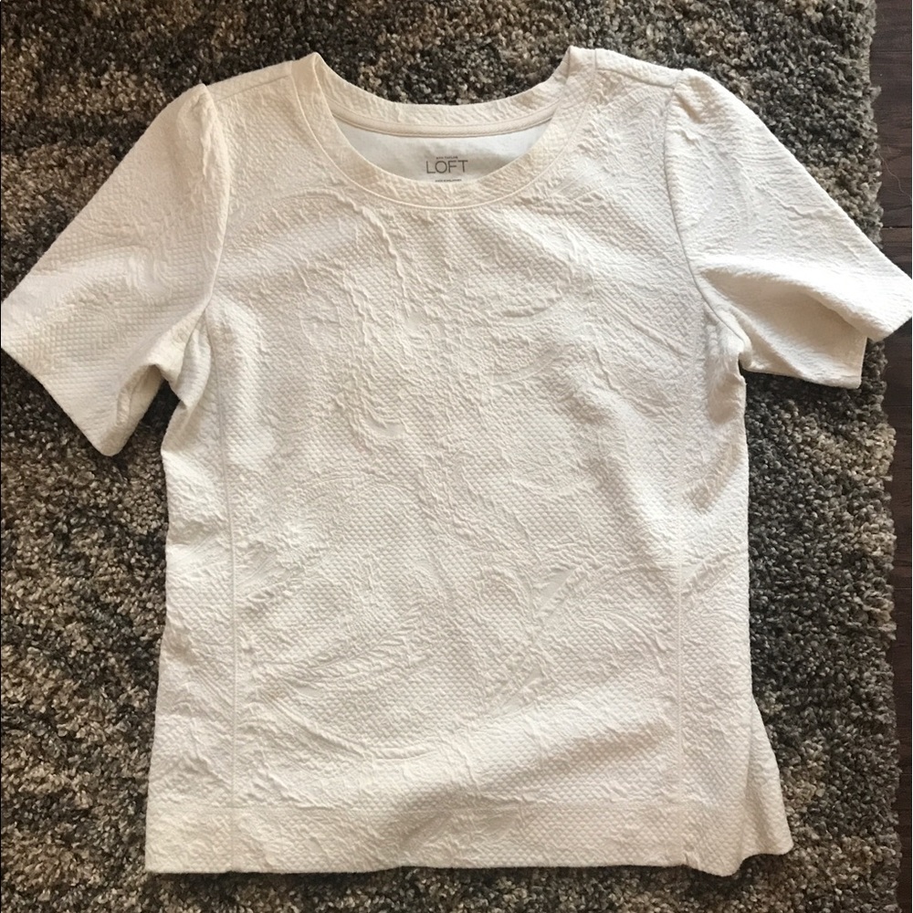 Loft Off-White Embroidered Shirt