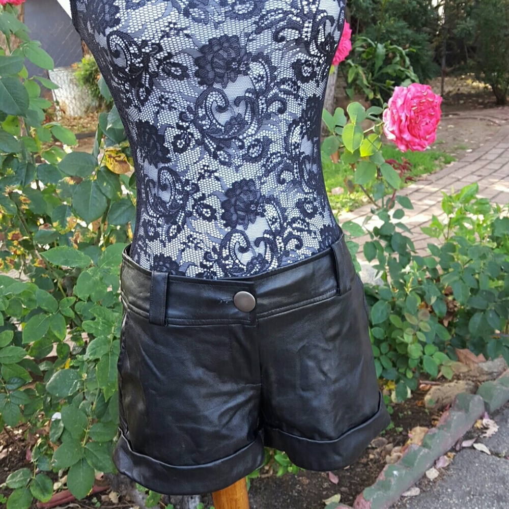 Sexy pair of black leather shorts