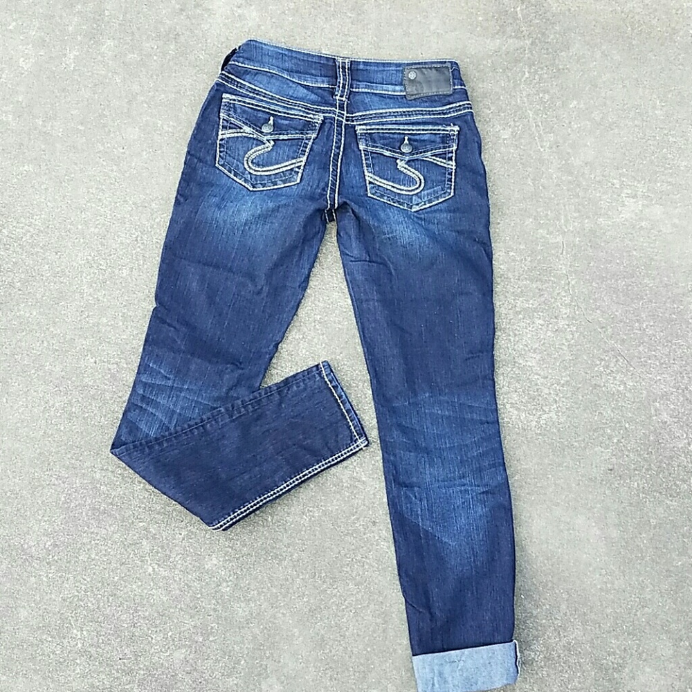 (SOLD) Silver suki skinny jeans stretch sz 27/31