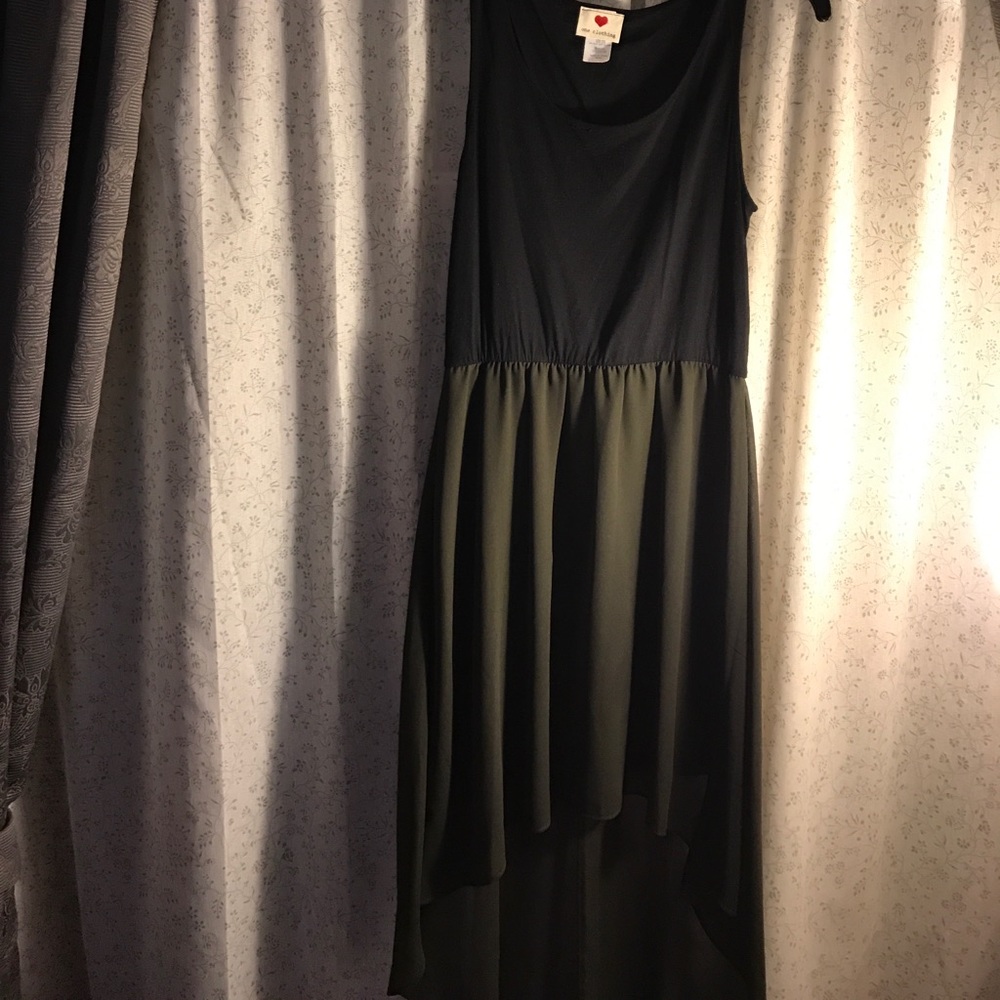 Black/olive high low dress