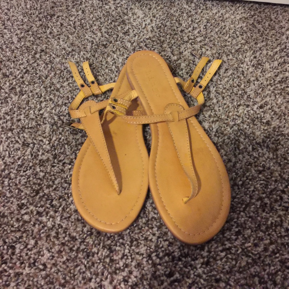 Yellow HINGE double strapped thong sandals