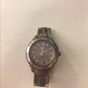 Tortoise shell fossil watch