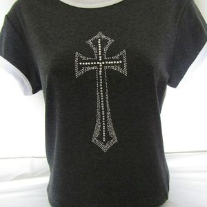 Gray cross T shirt