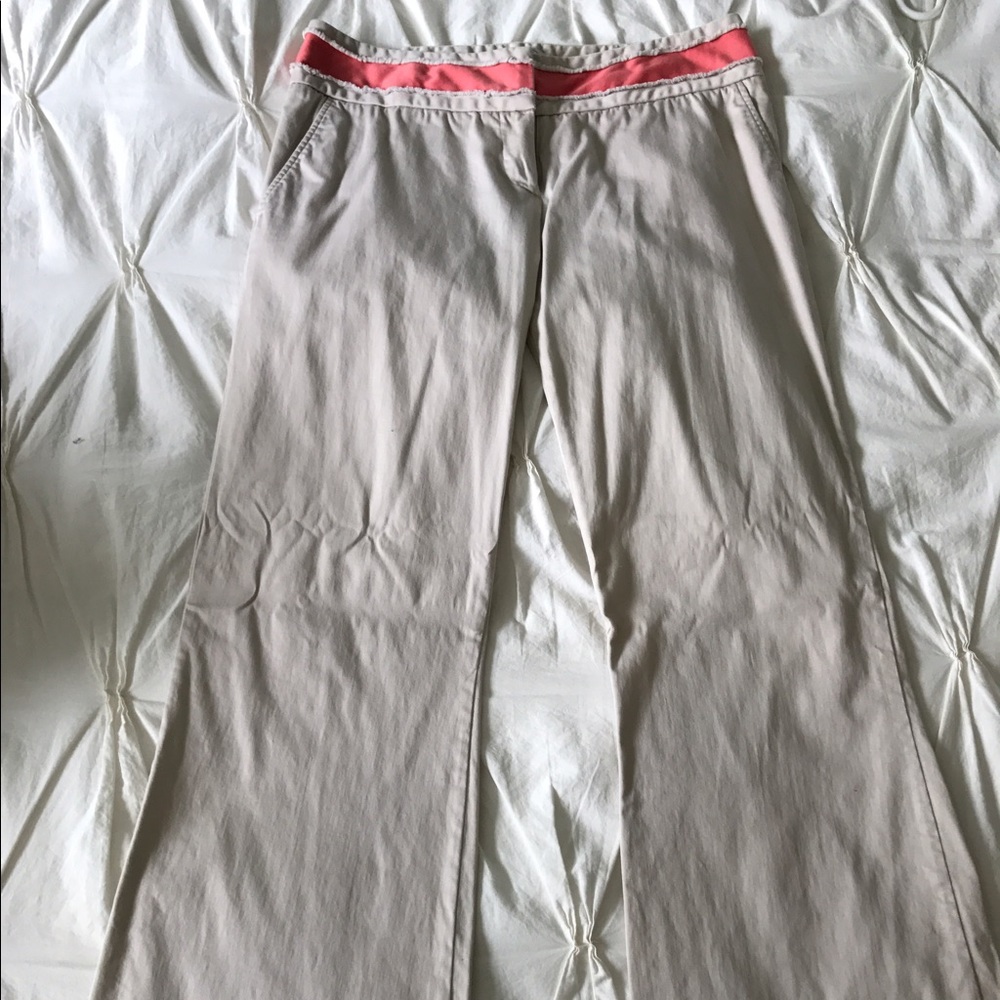Chino pants with coral stripe