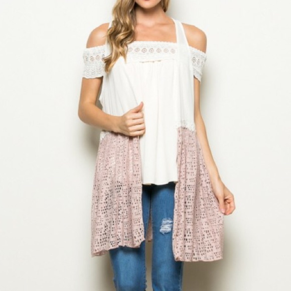 Dusty pink sleeveless kimono