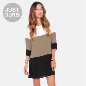 Lulu's taupe color block shift dress