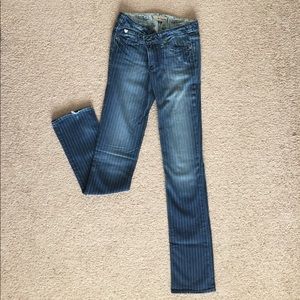 Pin Stripe Straight Leg Jeans