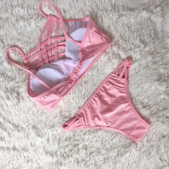 "Melanie" ll Strappy Baby Pink Braided Bikini π - Picture 5 of 7