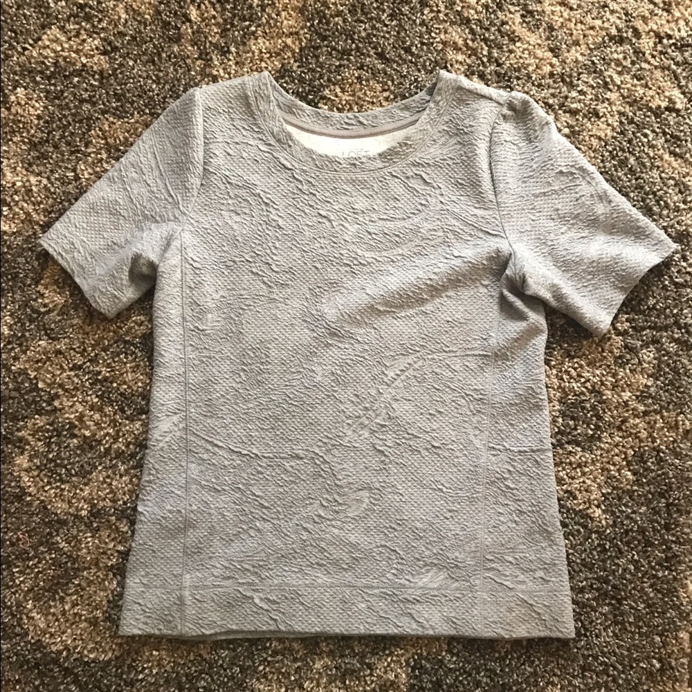 LOFT Embroidered Gray Top