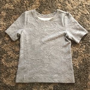 LOFT Embroidered Gray Top