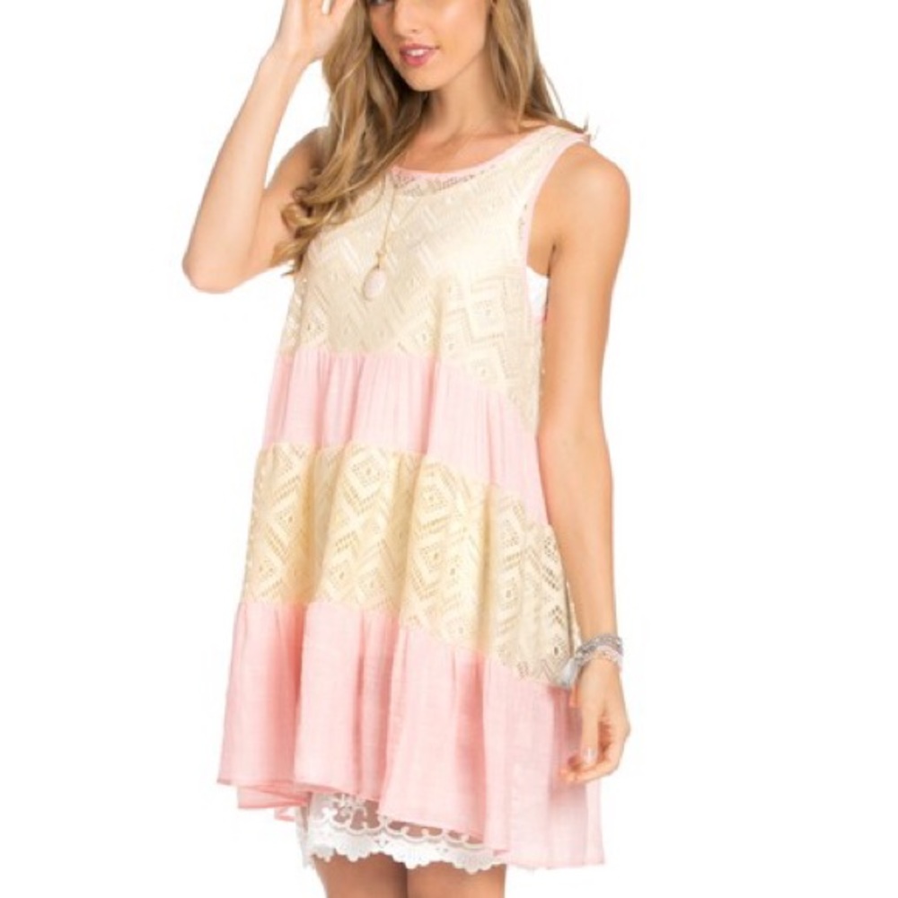 ❌CLEARANCE❌Pink & cream boho dress