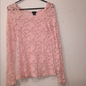Pink lace long sleeved shirt