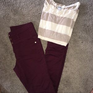 Burgundy high waste pants